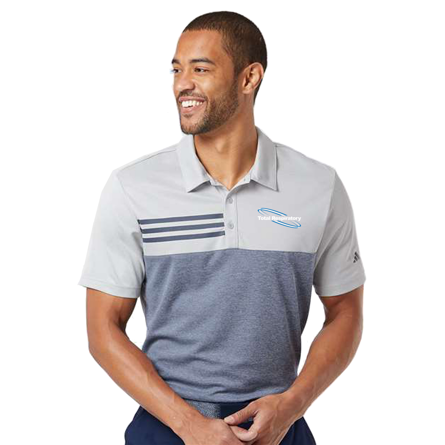 Adidas - Heathered Colorblocked 3-Stripes Polo