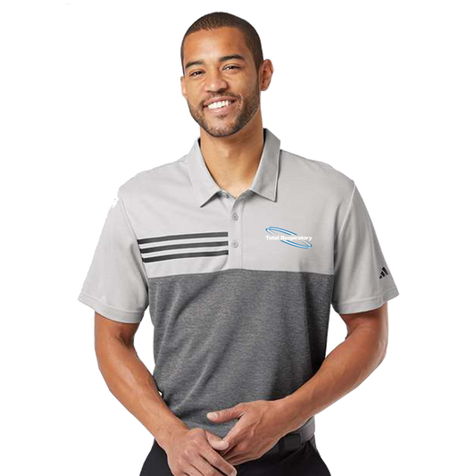 Adidas - Heathered Colorblocked 3-Stripes Polo